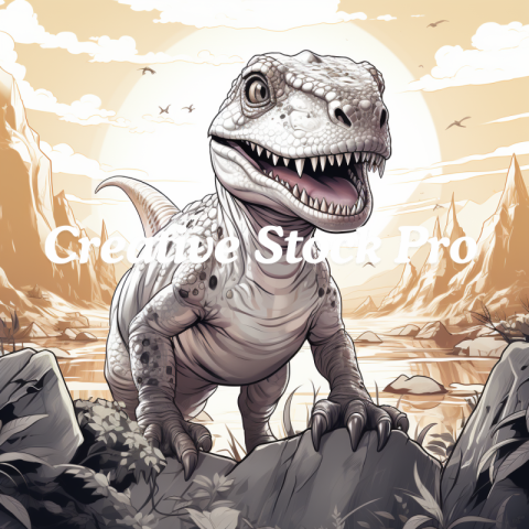 Dino Time Coloring Page for Kids & Adults