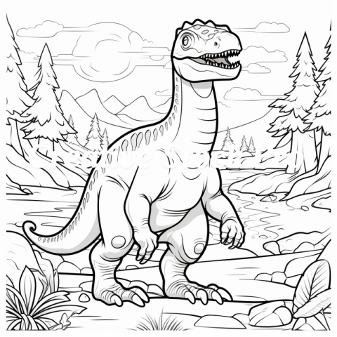 Cute Dino Coloring Page for Kindle Users