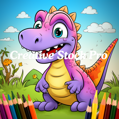 Dino Drawing Coloring Page for Kids & Adults