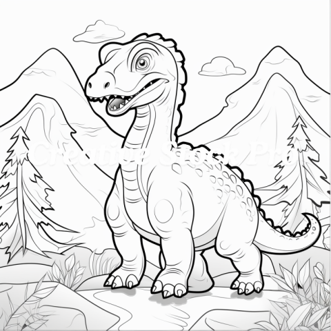 Dino Family Coloring Page for Kindle Users