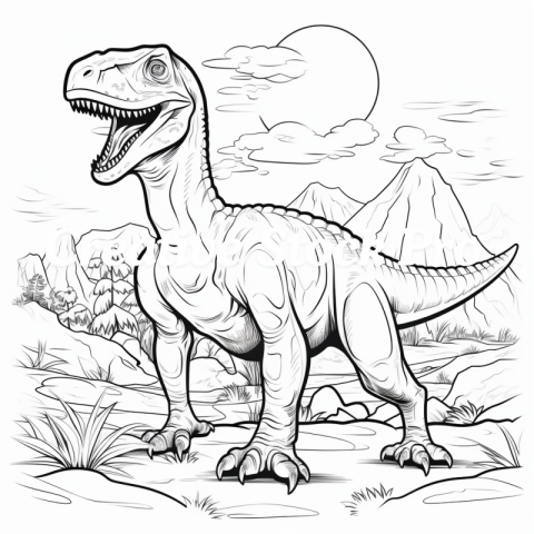 Dino Jungle Coloring Page for Kindle Users