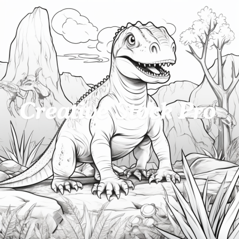 Free Fun Dino Coloring Pages for Kids & Adults