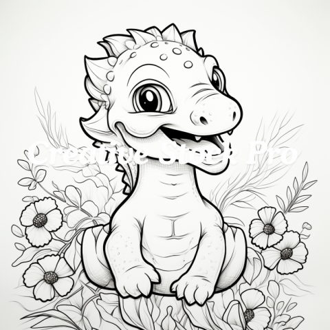 Cute Dinosaur Coloring Page for Kindle