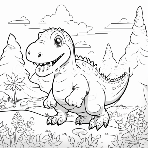 Dinosaur Park Coloring Page for All Ages