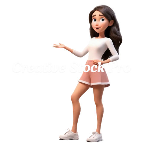 3D Animated Girl PNG Guessing Game Concept Image