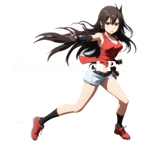 Action Anime Girl PNG Image 4K Quality Artwork for Dynamic Visual Content