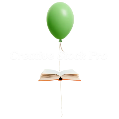 Book Tied to Balloon PNG Image Creative Concept for Visual Representation