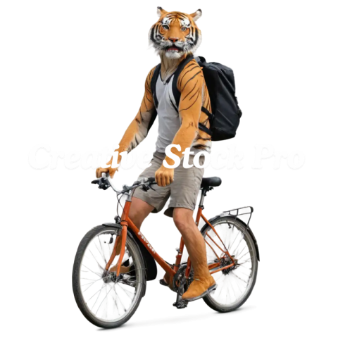 Dynamic PNG Image of a Bicycle Riding a Tiger Creative and HighQuality Visual Concept