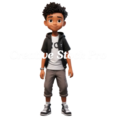 HighQuality PNG Illustration of a Boy in Black Enhancing Visual Clarity and Detail