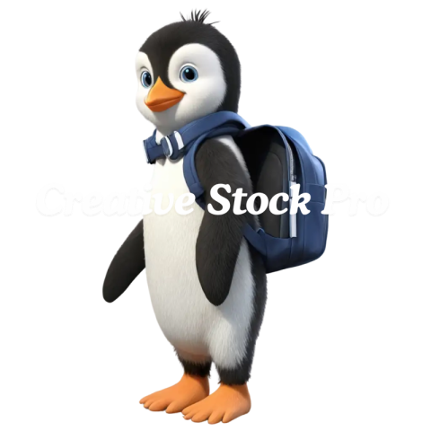 Funny Penguin with Schoolbag PNG Whimsical Image Creation for Varied Applications