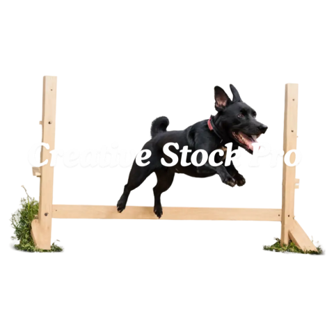 HighQuality PNG Image of a Dog Running and Hopping an Obstacle Capturing Dynamic Motion