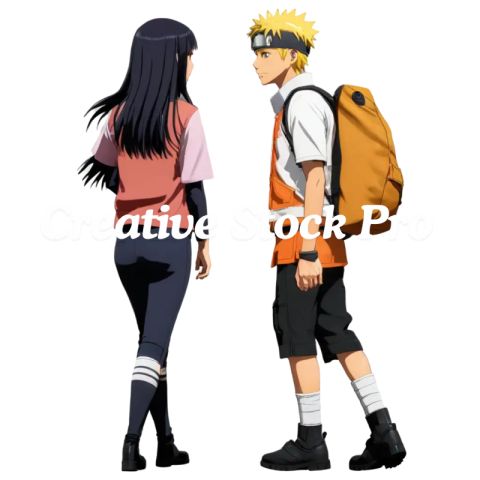 HighQuality PNG Image of Hinata and Naruto Uzumaki Walking Together A Symbol of Friendship and Adventure