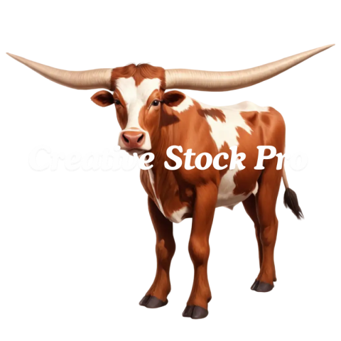 Pixar Style Texas Longhorn Steer PNG Image Artistic Representation of a Classic Texan Symbol