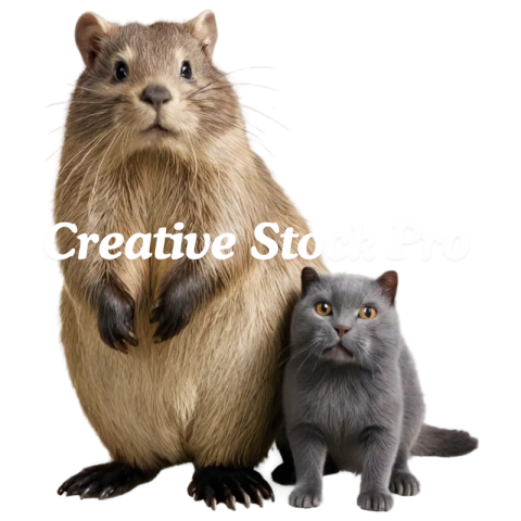 Nutria and Grey Cat PNG A Unique Blend of Wildlife and Domestic Charm