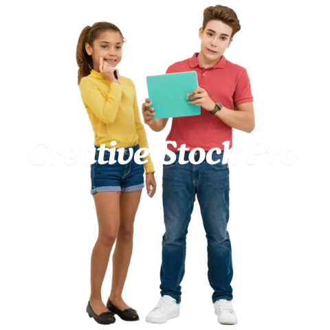 PNG Image of a Smart Boy with a Girl Creative Art for Digital Media