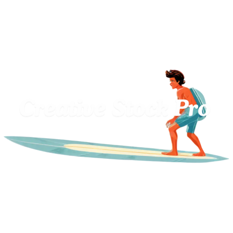 Surfer Bro Sprite PNG Retro Video Game Style Surfer on Surfboard