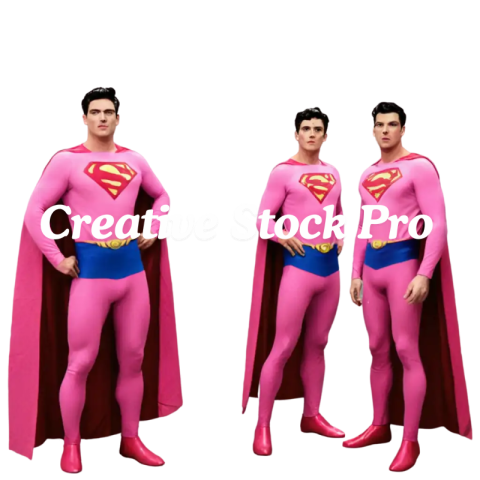 Supermen in Pink Clothes PNG Creative AI Art Prompt Image