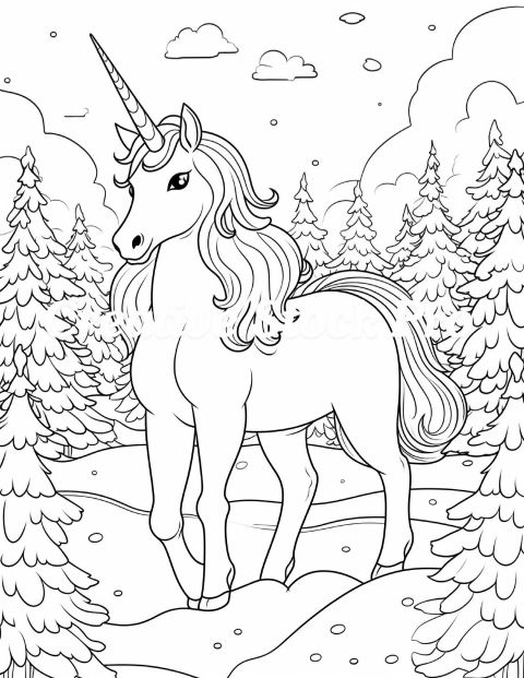 Free Festive Unicorn Coloring