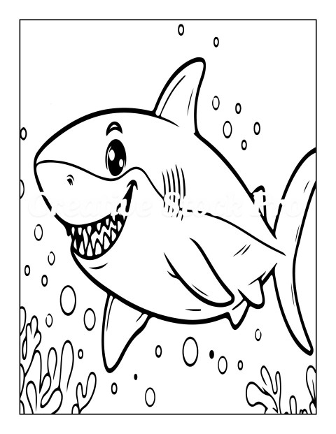 "Happy Shark Blowing Bubbles"