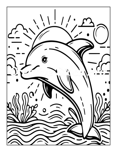 "Fun Dolphin and Seashells Scene"