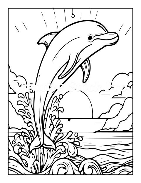 "Graceful Dolphin with Ocean Plants"