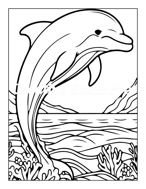 "Dolphin and Rainbow Waves Coloring Fun"