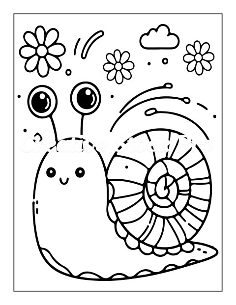 "Smiling Snail with Flowers"