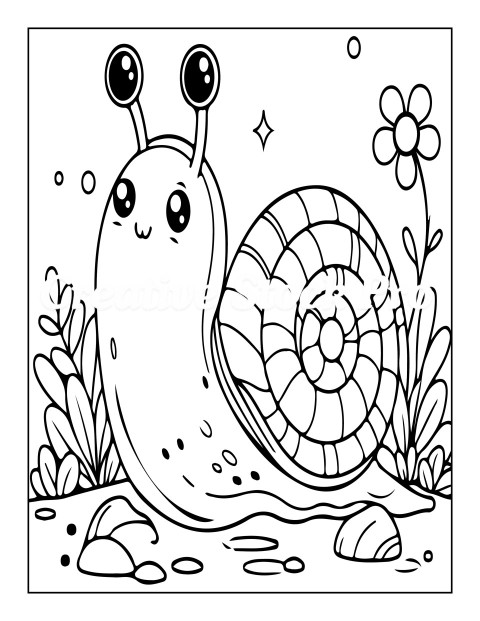 "Dreamy Snail in a Magical Garden"