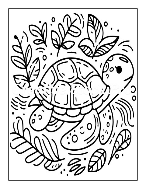 "Smiling Turtle with Coral Reef"