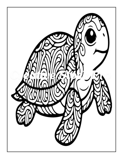 "Cartoon Turtle with Big Eyes"