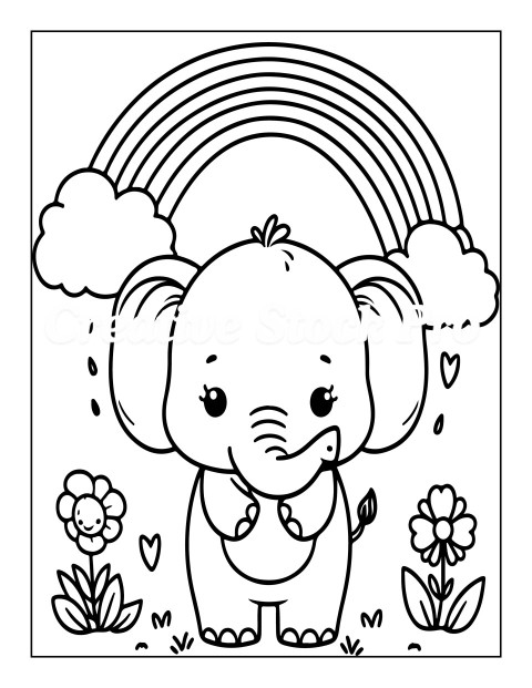 "Cartoon Elephant with Big Ears"