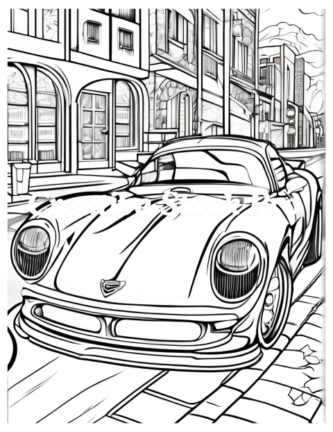 Retro Car Coloring Pages for Adults