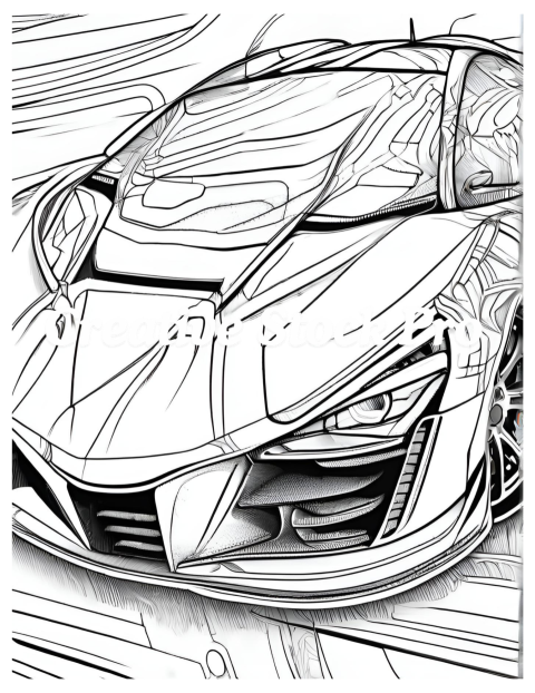 Cars in Action Coloring Pages for Adults