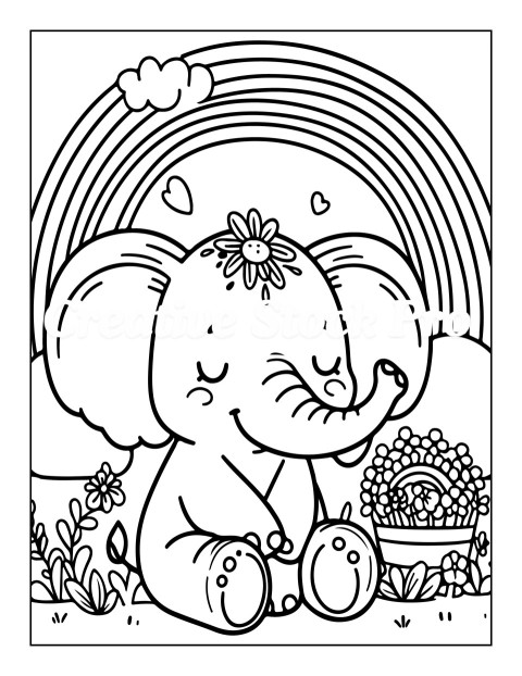 "Elephant in a Flower Field"