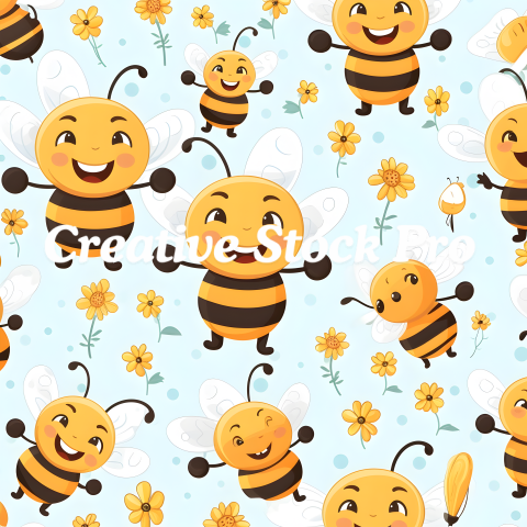 "Cute Bee Digital Paper for DIY Crafts"