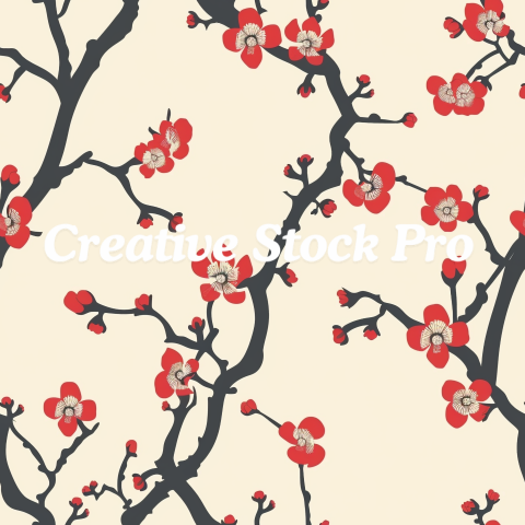 Minimalist Japanese Blossom Pattern Set