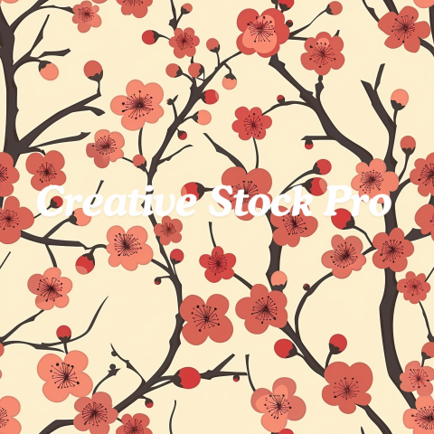 Oriental Blossom Seamless Pattern Pack