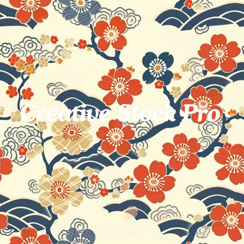 Hand-Drawn Sakura Floral Patterns