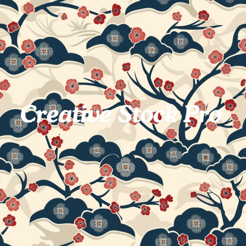 Free Vibrant Japanese Blossoms Repeat Prints